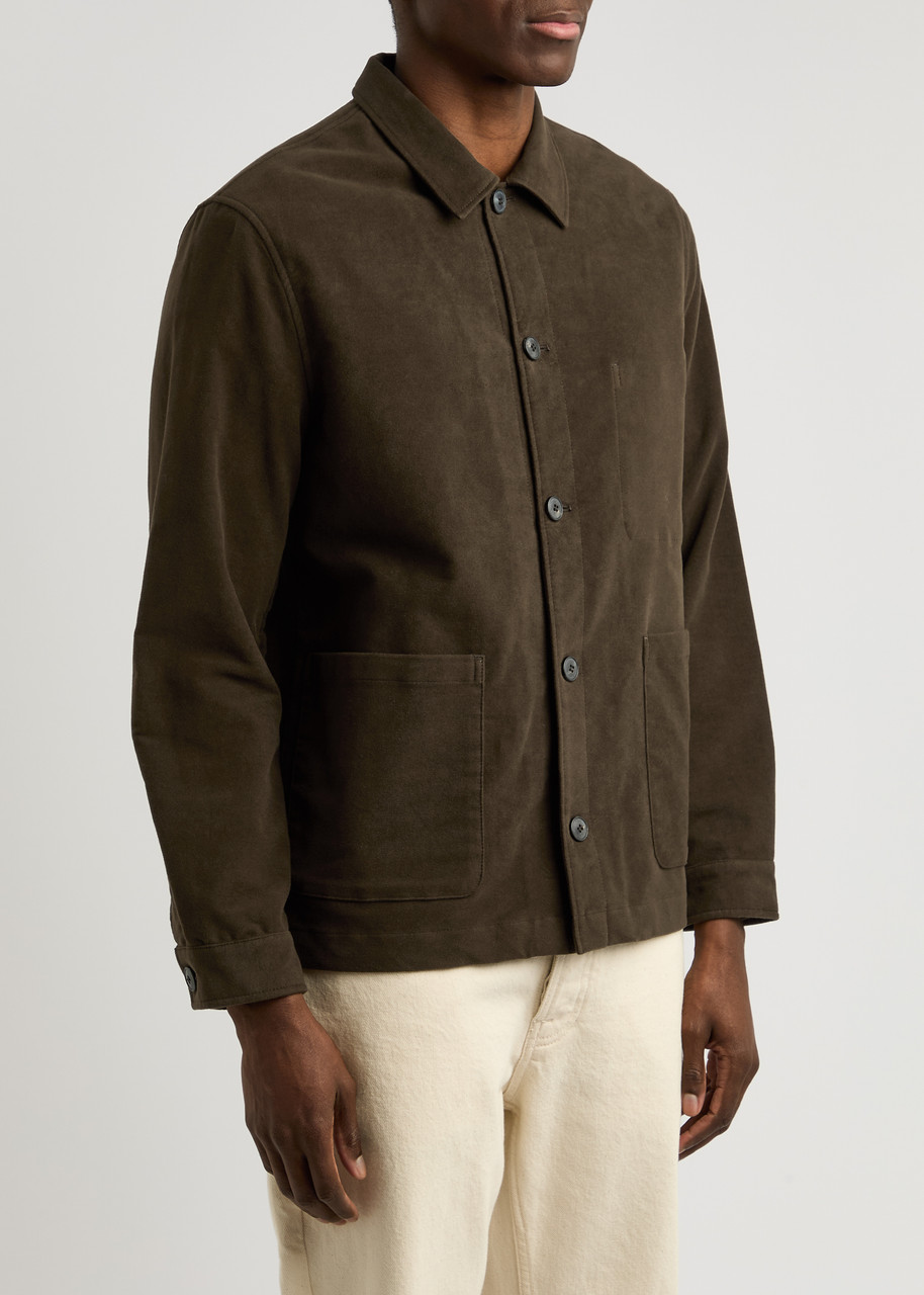  Sunspel Brushed-cotton Overshirt - Dark Green - Xl 