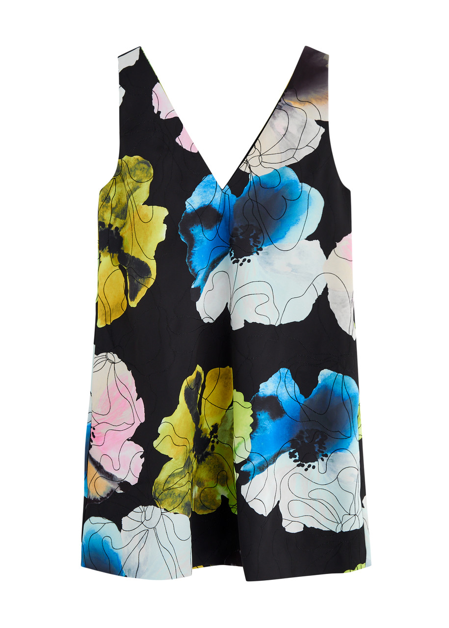 Stine Goya Floral-print Embroidered Satin Mini Dress - Multicoloured 1 - S (UK8-10 / S)