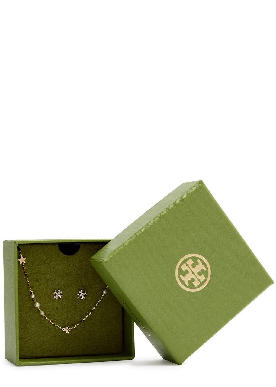 Tory Burch Kira 18kt Gold-plated Necklace and Stud Earrings set - One Size