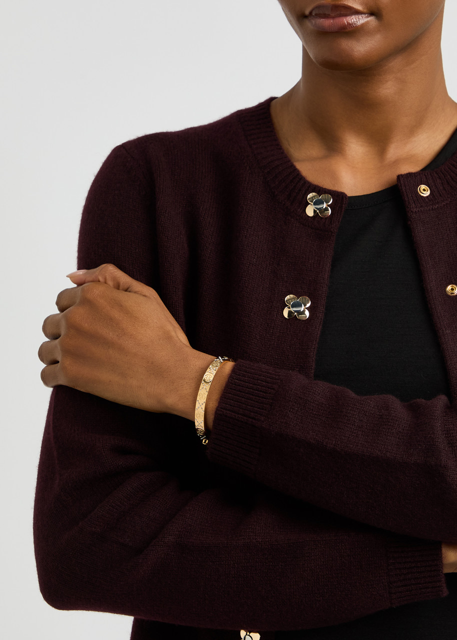 Tory Burch T Monogram Crystal-embellished Bracelet In Gold