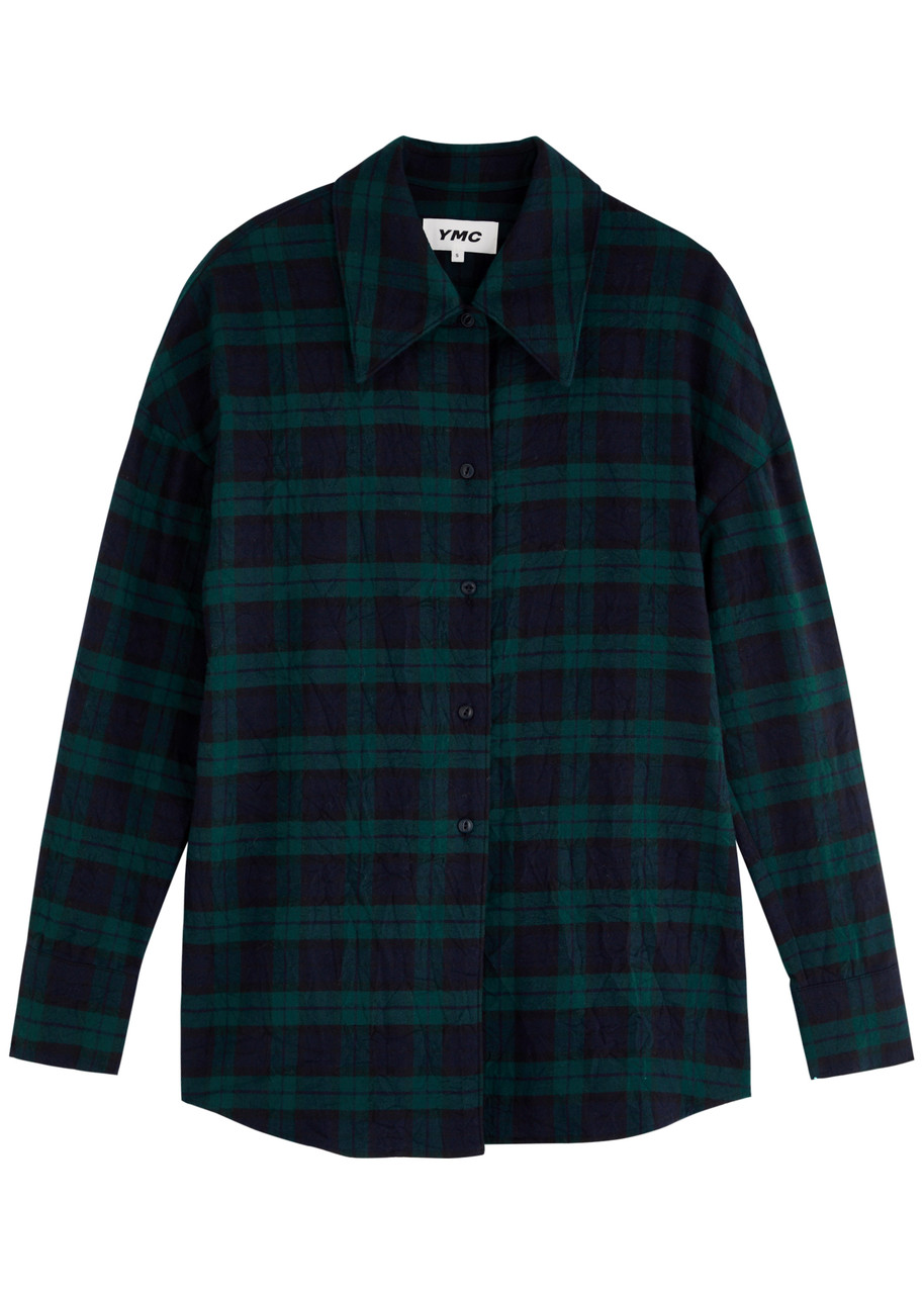 Ymc You Must Create Ymc Lena Tartan Cotton Shirt In Navy
