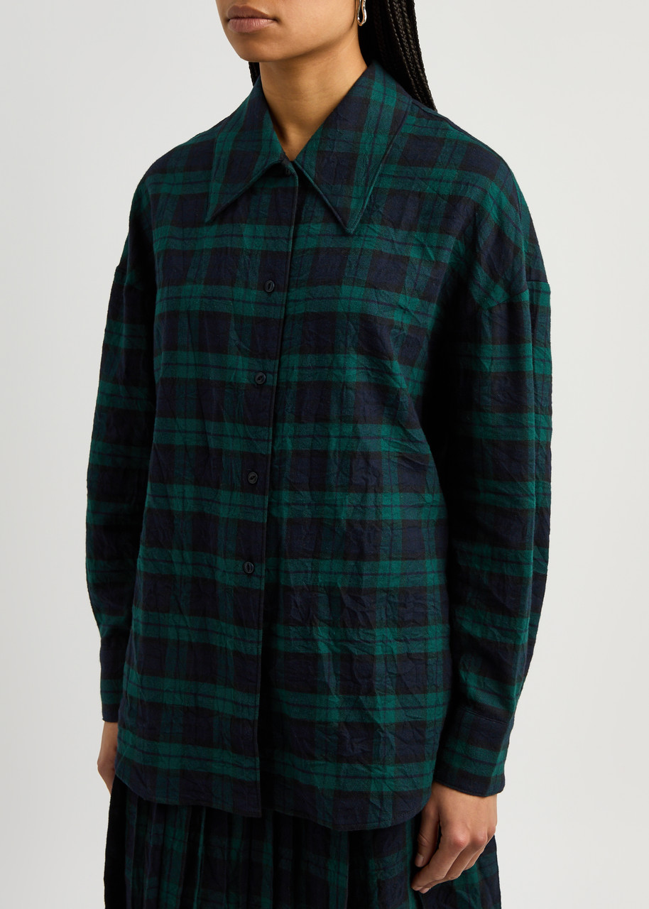 Ymc You Must Create Ymc Lena Tartan Cotton Shirt In Navy