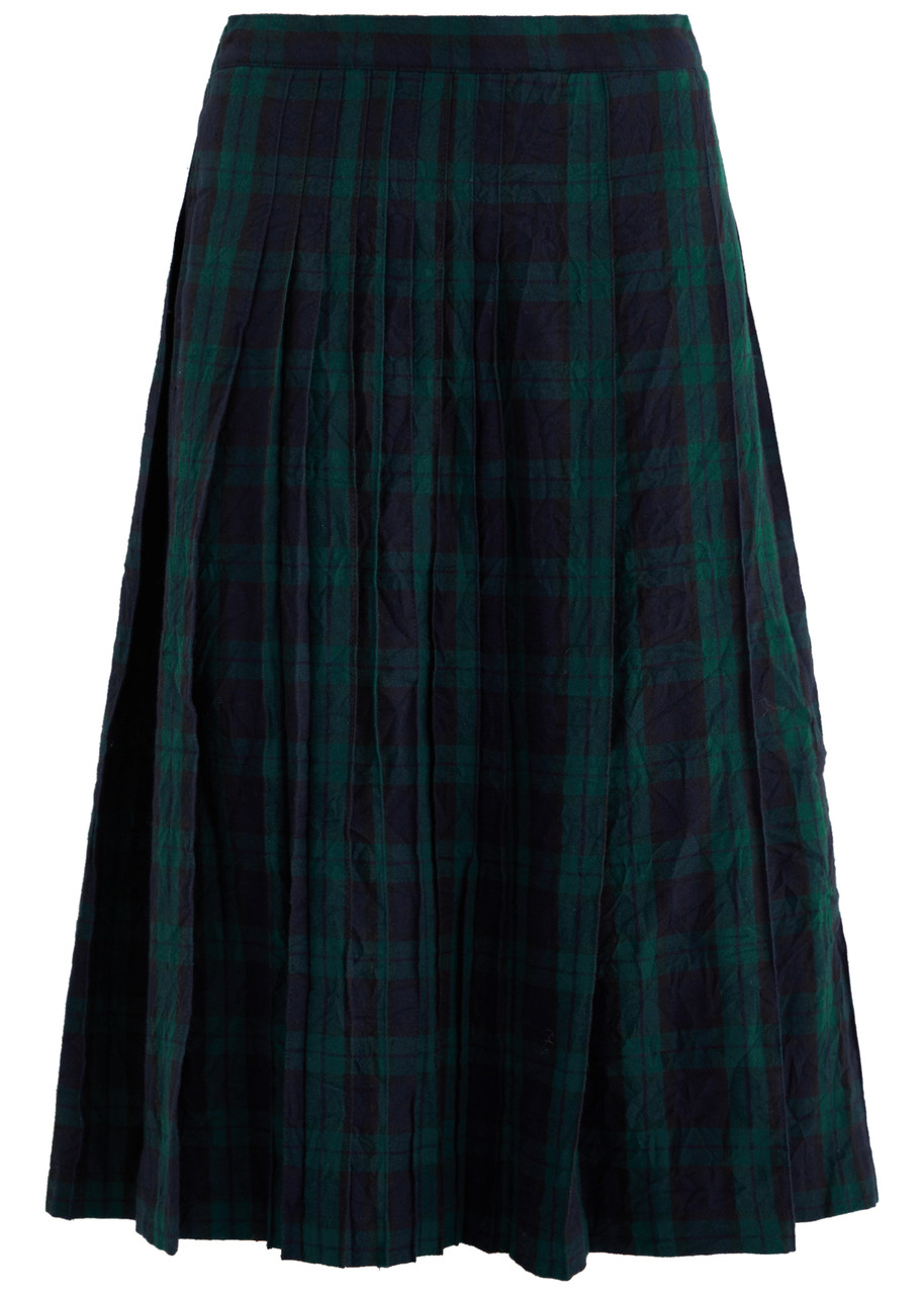 Ymc Rosetta Tartan Cotton Midi Skirt - Navy - M (UK12 / M)