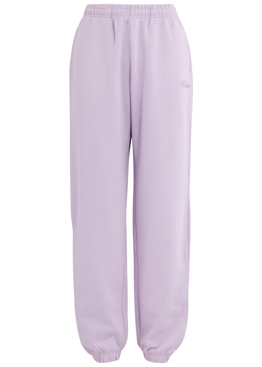 Rotate Birger Christensen Rotate Sunday Logo-embroidered Cotton Sweatpants In Purple
