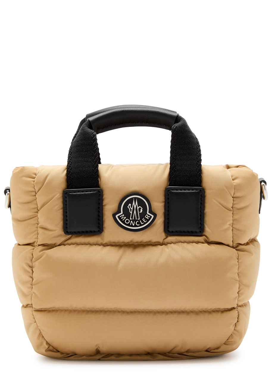 Moncler Caradac Micro Quilted Shell Top Handle Bag In Beige
