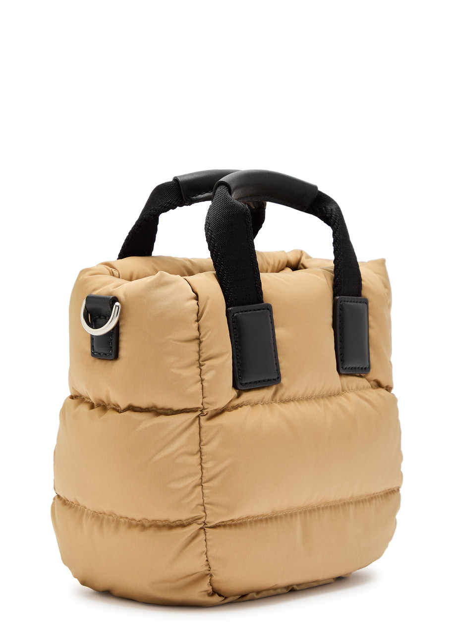 Moncler Caradac Micro Quilted Shell Top Handle Bag In Beige
