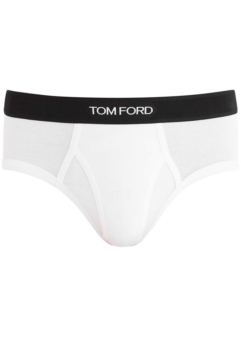 Tom Ford Logo Stretch-jersey Boxer Briefs In White