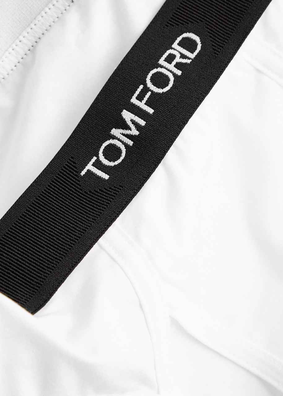 Tom Ford Logo Stretch-jersey Boxer Briefs In White