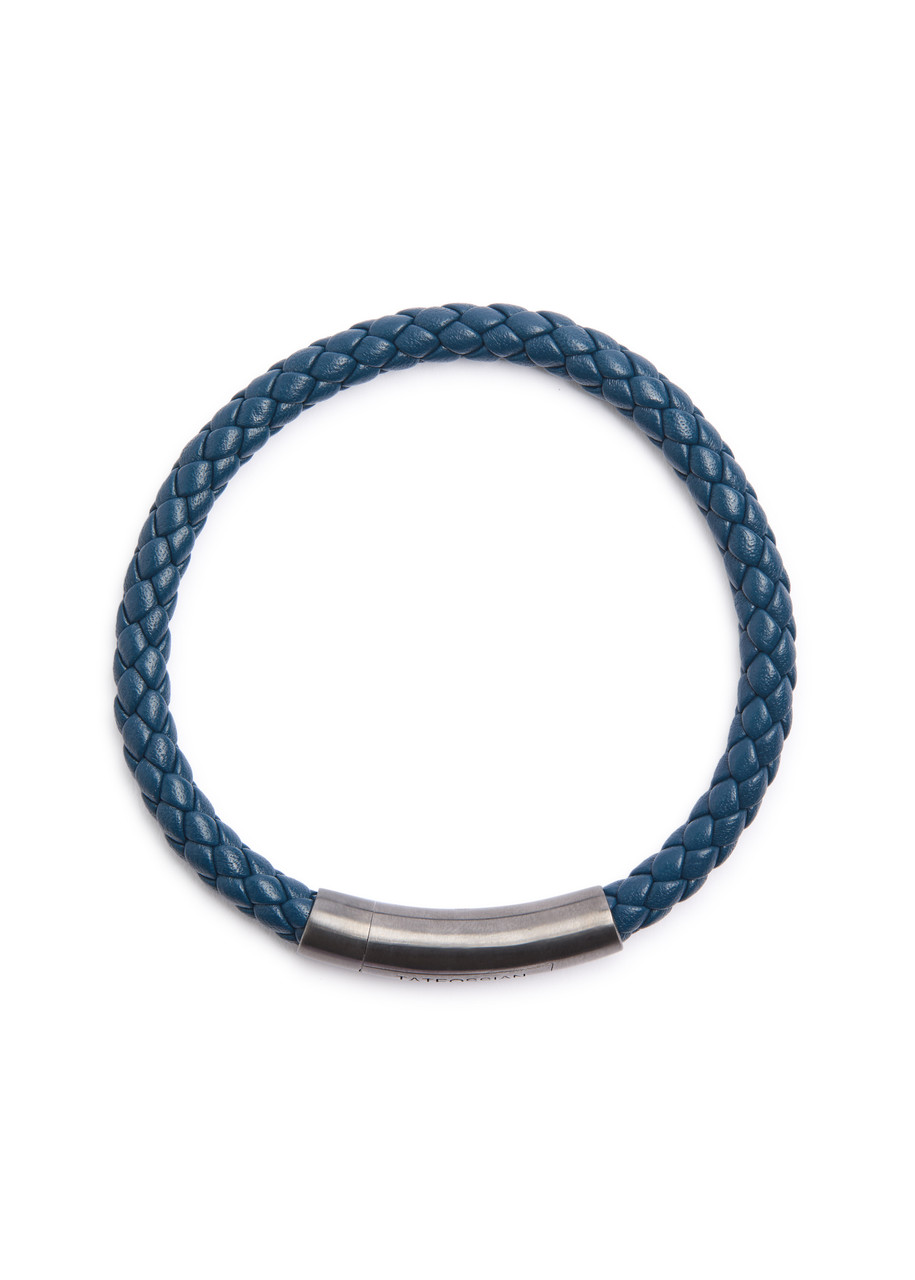 Tateossian Charles Woven Leather Bracelet In Blue