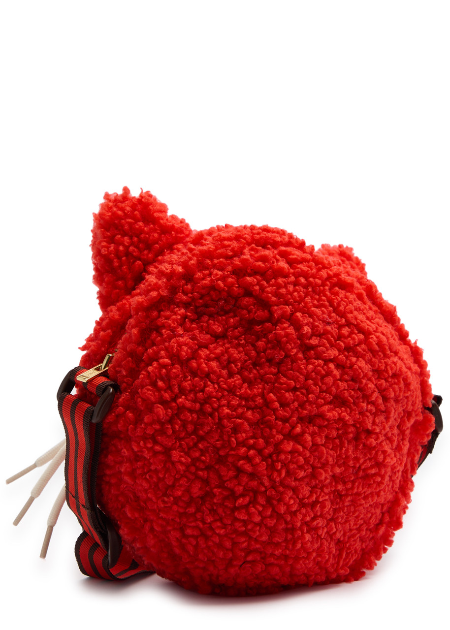 Mini Rodini Kids Cat Bouclé Cross-body Bag In Red