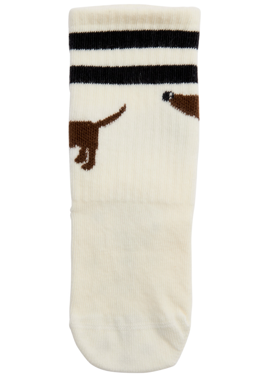 Mini Rodini Kids Dog Cotton-blend Anti-slip Socks In White