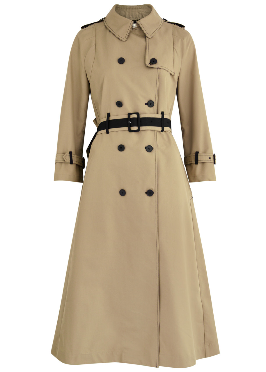 High Intercept Belted Panelled Cotton-blend Trench Coat In Beige
