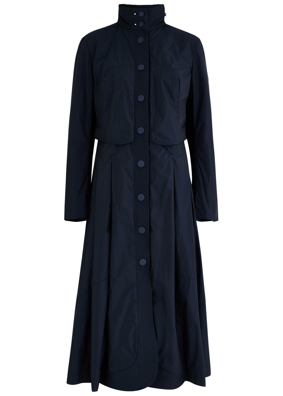 High In Depth Hooded Shell Parka Coat In Navy