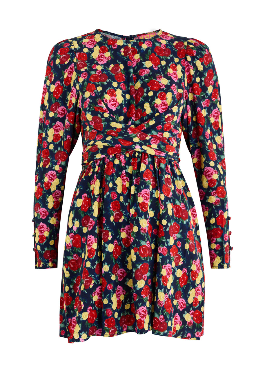 Kitri Jeanetta Floral-print Mini Dress - Red - 14 (UK14 / L)