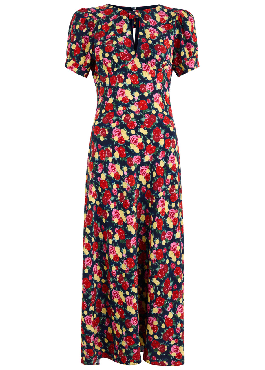Kitri Gwendolyn Floral-print Midi Dress In Red