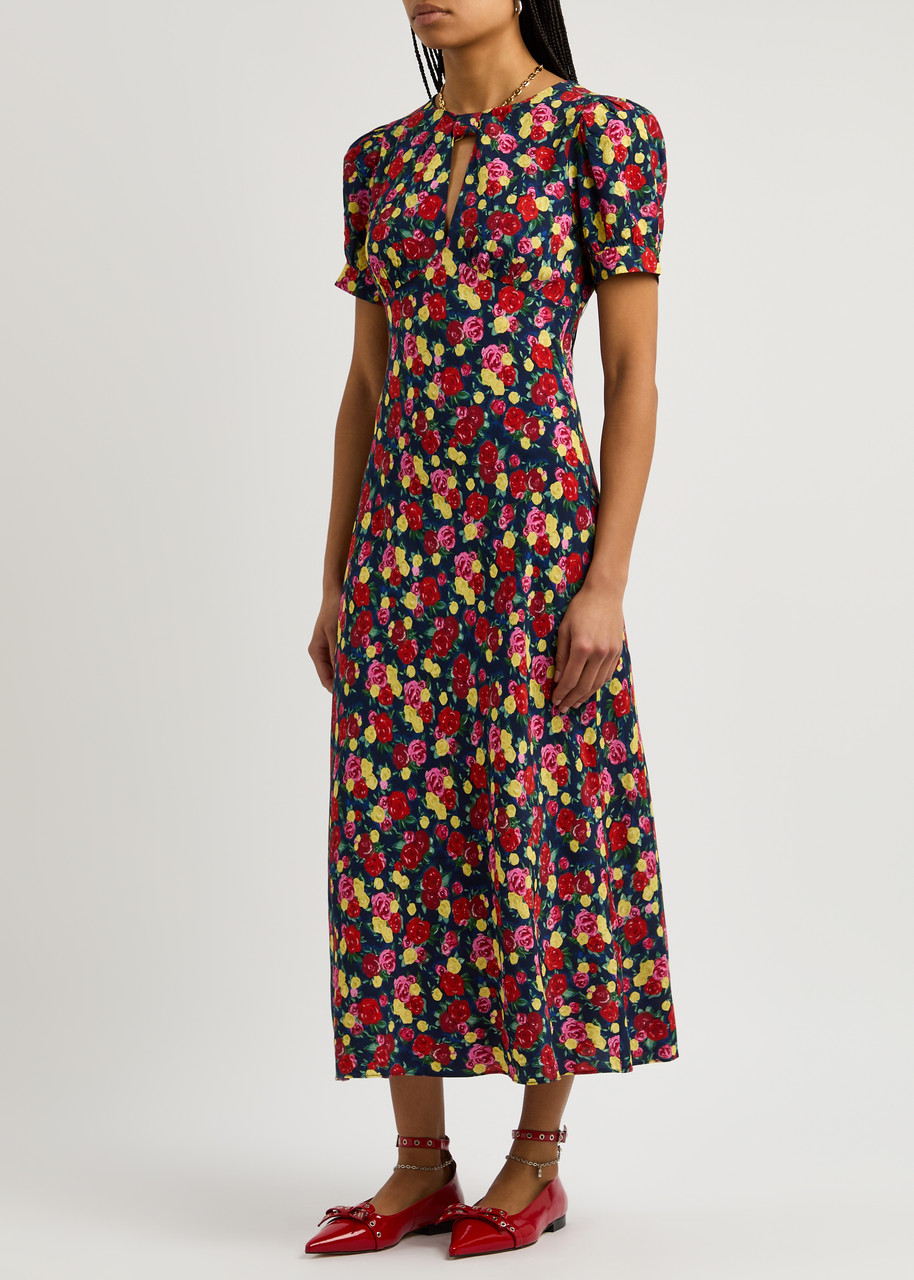Kitri Gwendolyn Floral-print Midi Dress In Red