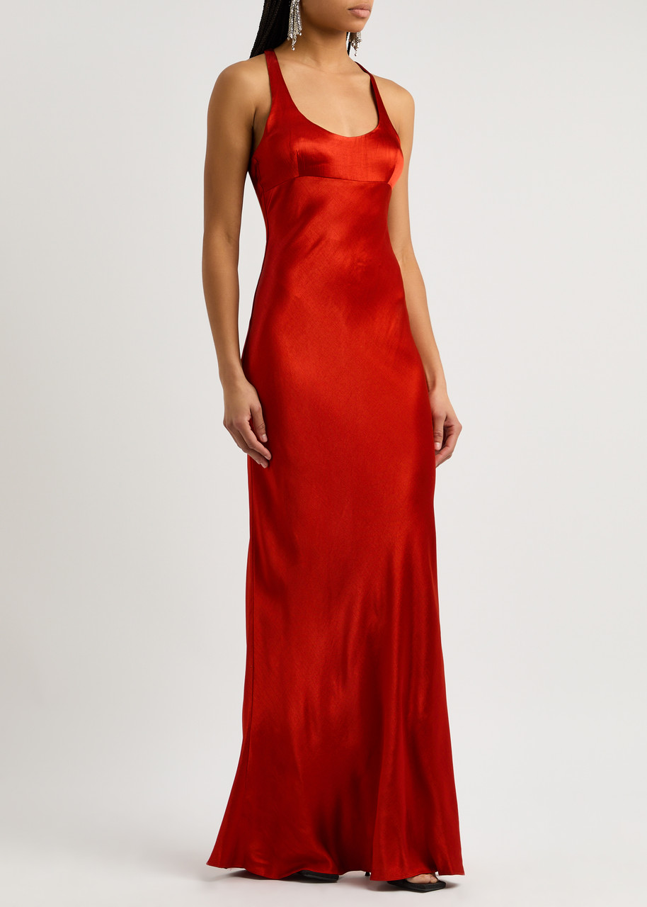 Bec & Bridge Maxina Satin Maxi Dress In Red