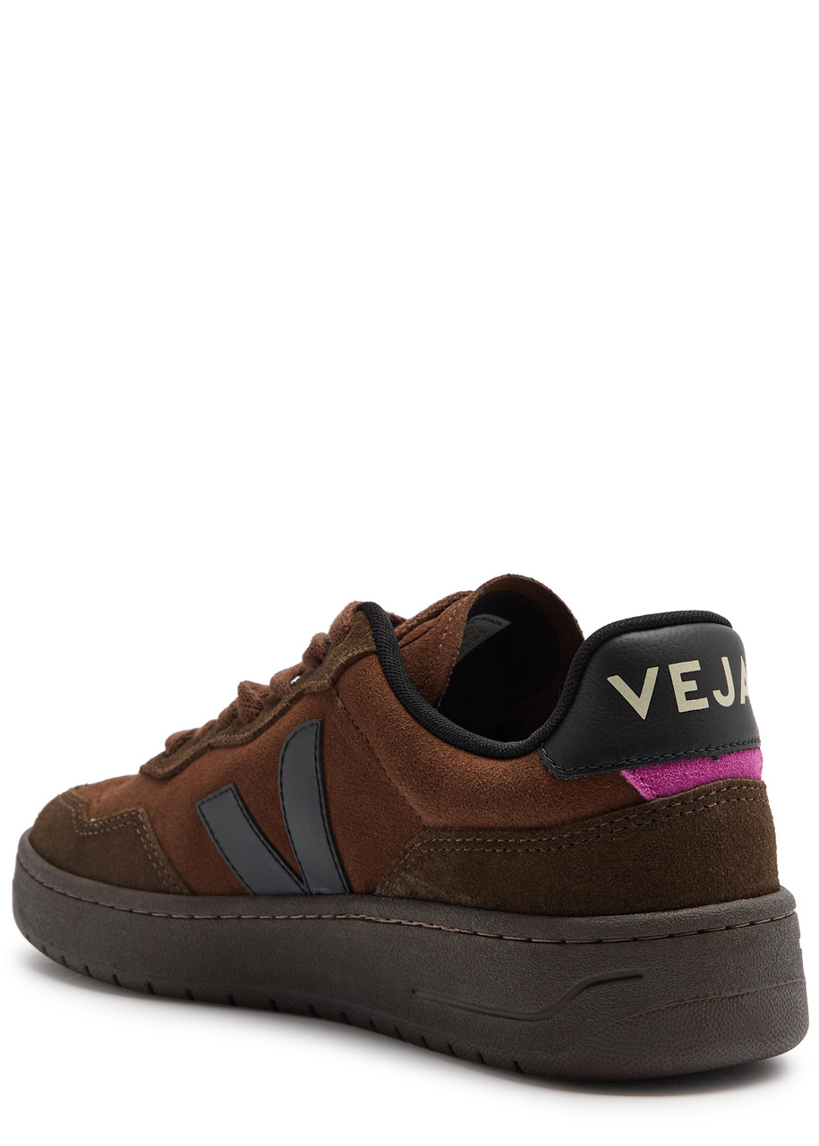 Veja V-90 Panelled Suede Sneakers In Brown