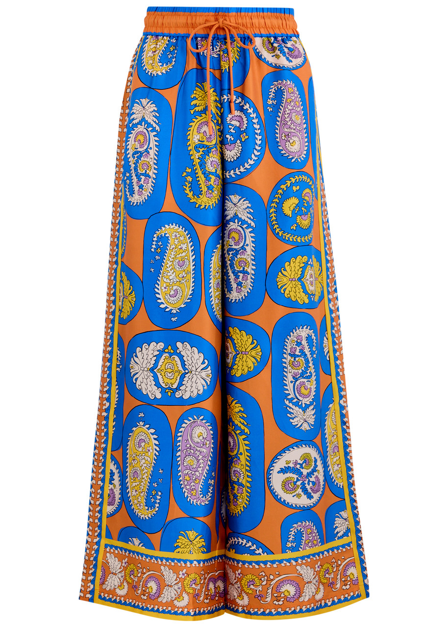 Alemais Luis Printed Silk-twill Trousers In Multicoloured