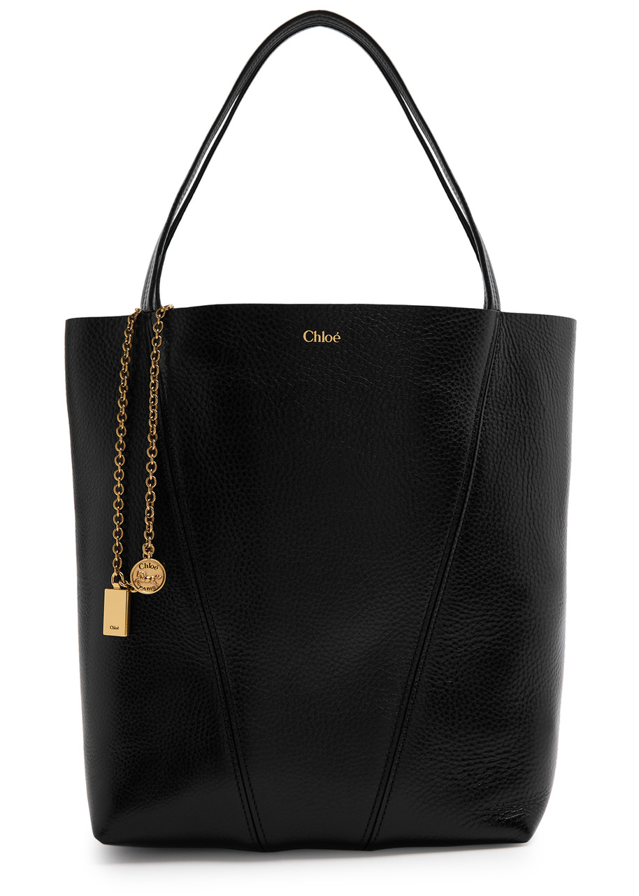 Chloe Spin Medium Grained Leather Tote - Black - One Size