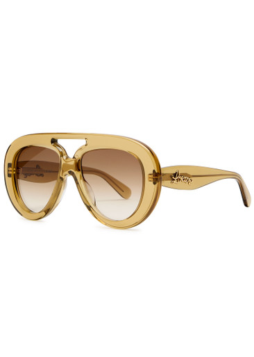 Loewe Oversized Aviator-style Sunglasses - Yellow Yellow
