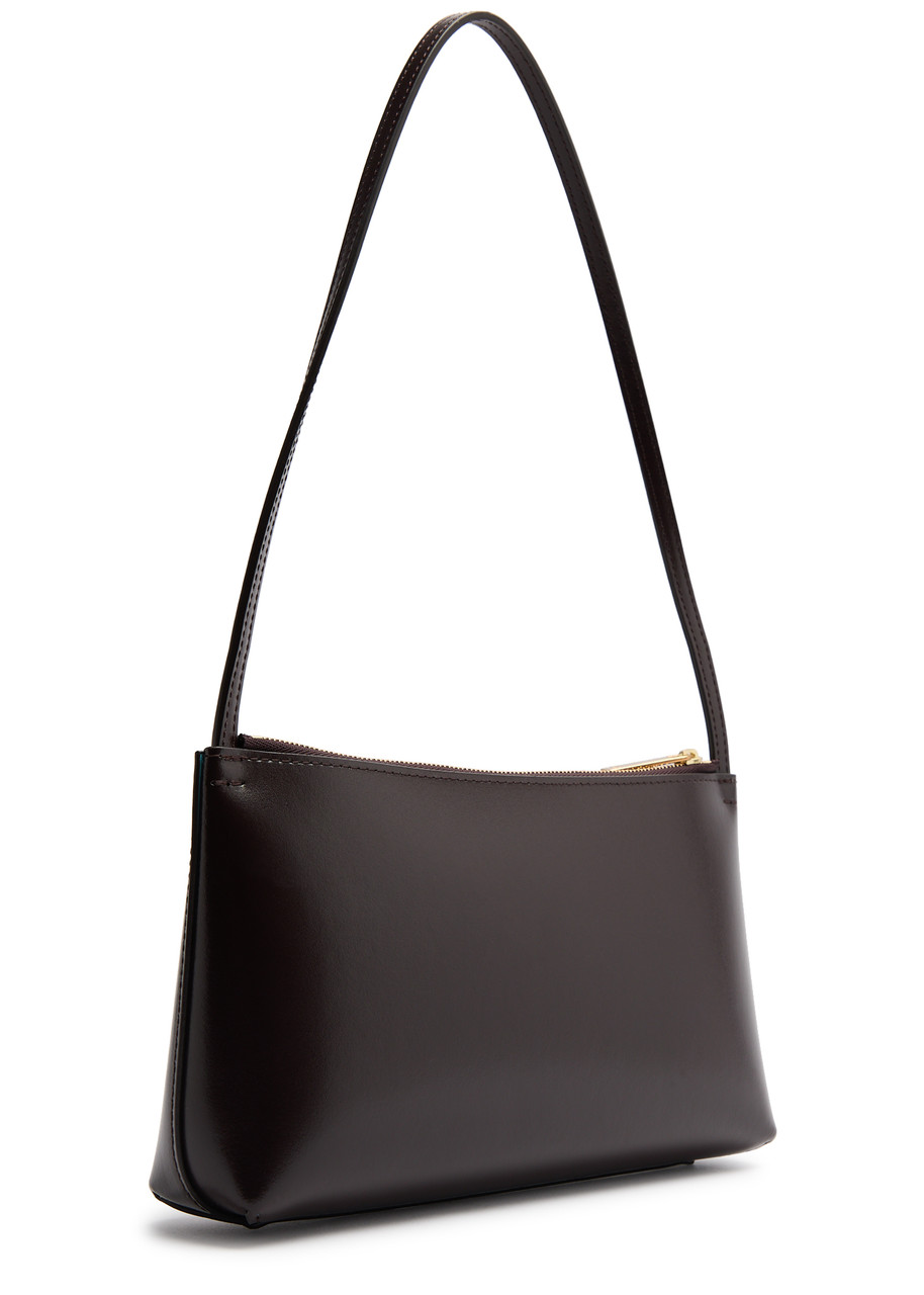 Mansur Gavriel Gaia Glossed Leather Shoulder Bag In Brown