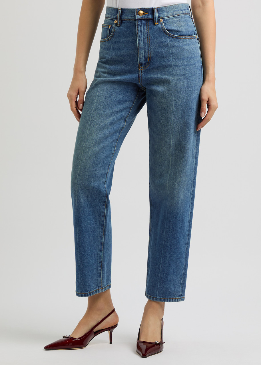 Tory Burch Mid-rise Straight-leg Denim Jeans In Denim