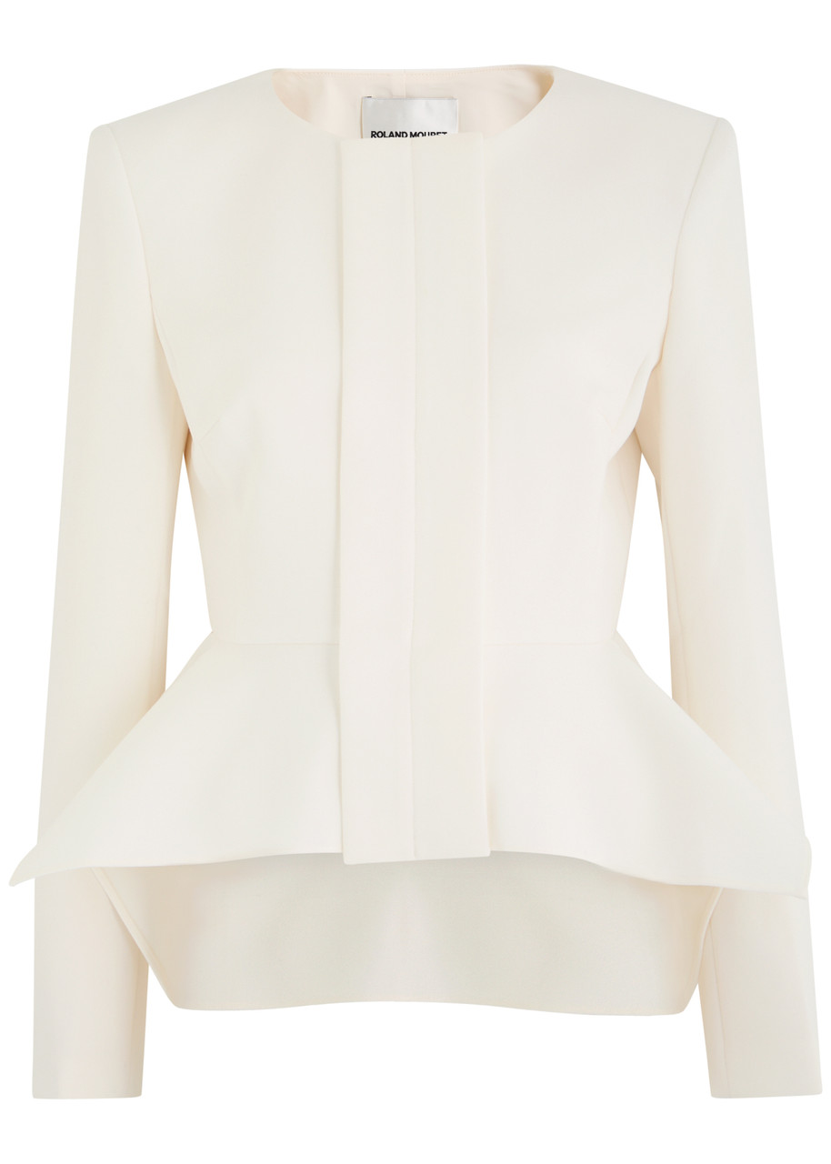 Roland Mouret Peplum Crepe Jacket In Cream