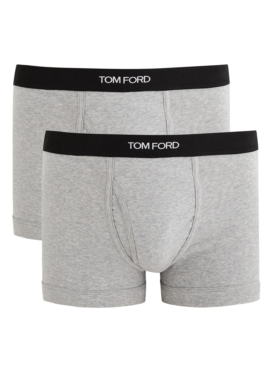 Tom Ford Logo Stretch-cotton Boxer Briefs - set of two - Grey - S