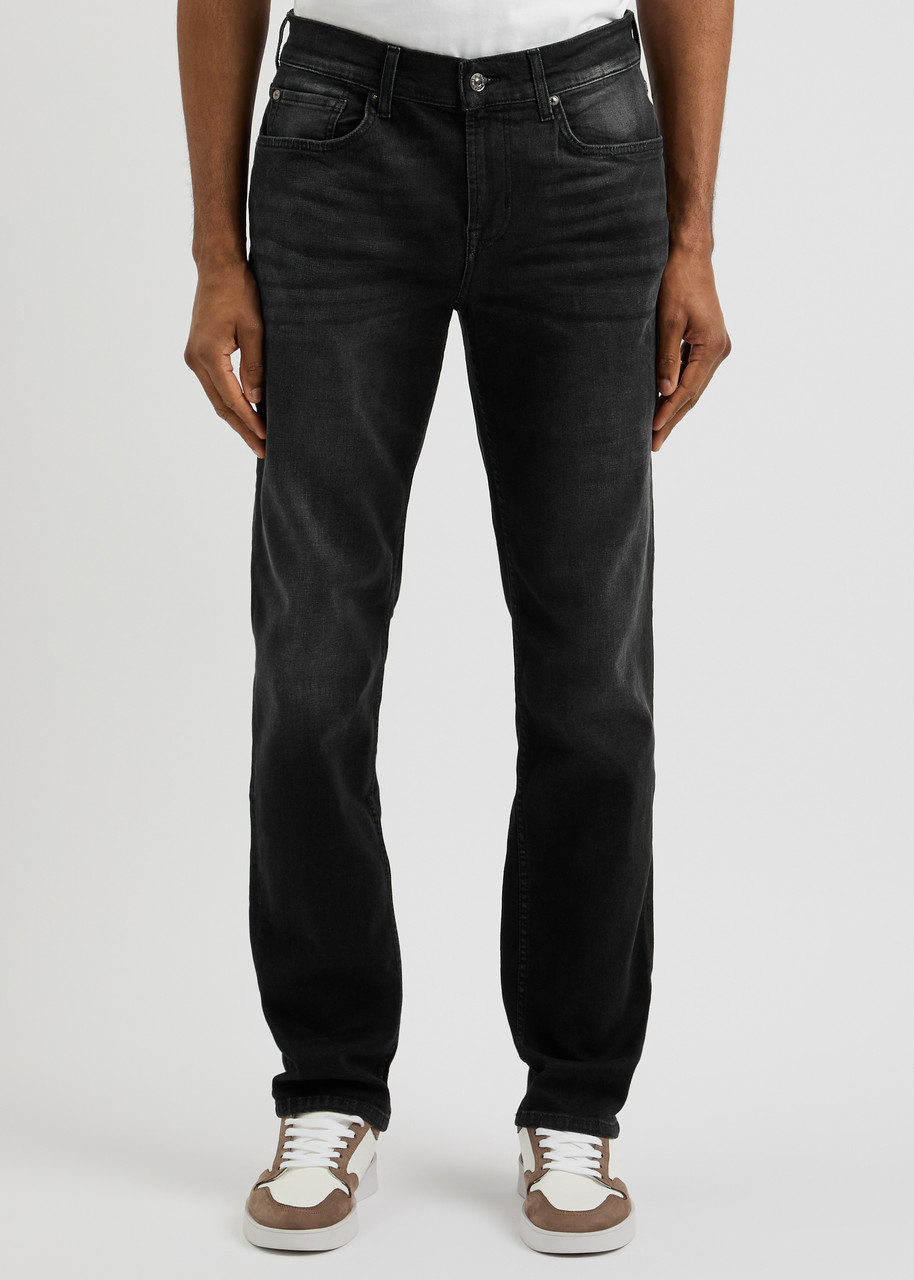 7 For All Mankind Slimmy Slim-straight Jeans In Black