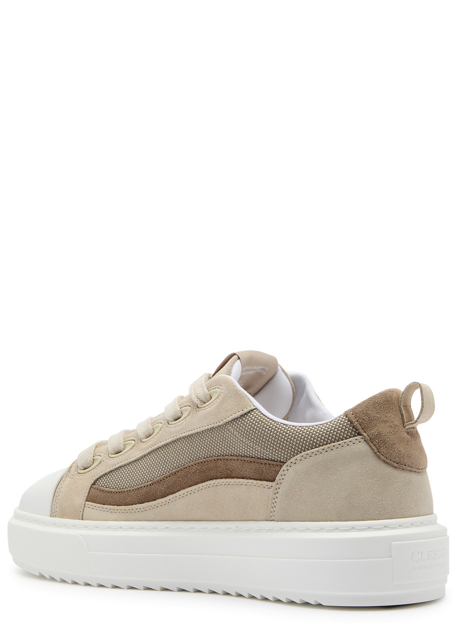 Cleens Icon Panelled Mesh Sneakers In Beige