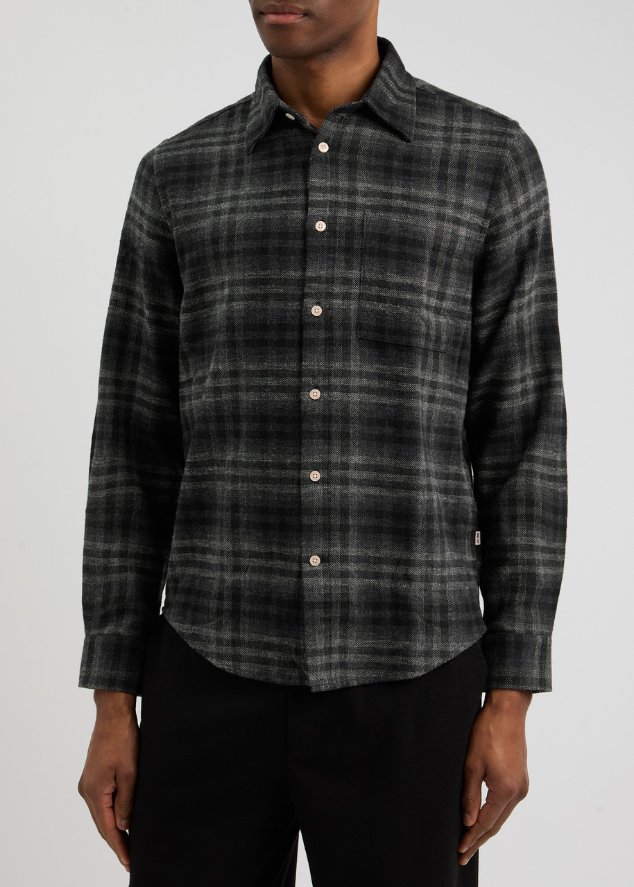 Nn07 Arne Flannel Button-up Shirt In Grey