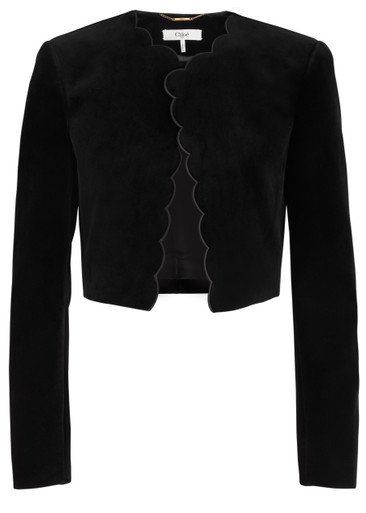 CHLOE Scalloped cropped velvet jacket | Harvey Nichols