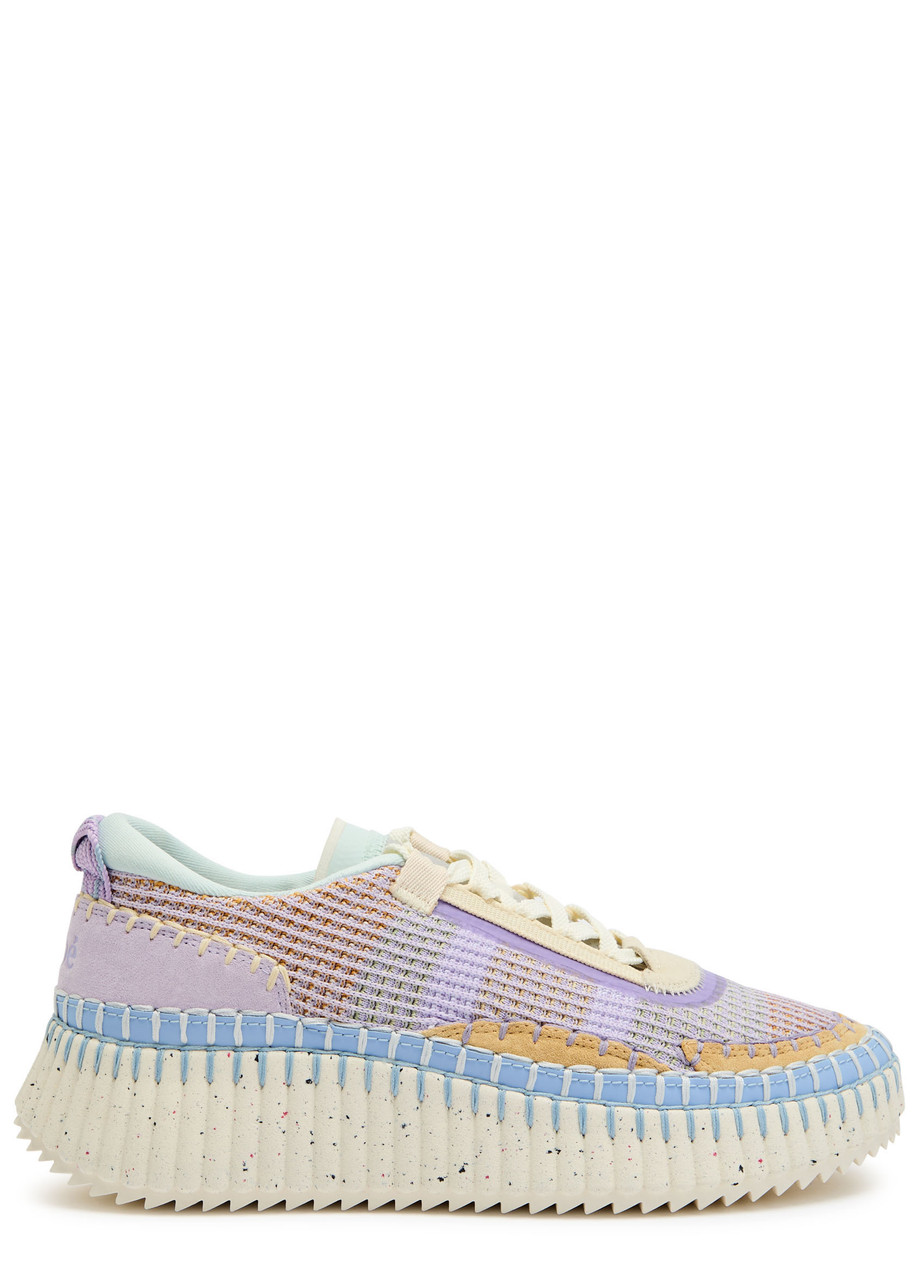 Chloe Nama Panelled Knitted Sneakers - Lilac - 41 (IT41 / UK8)
