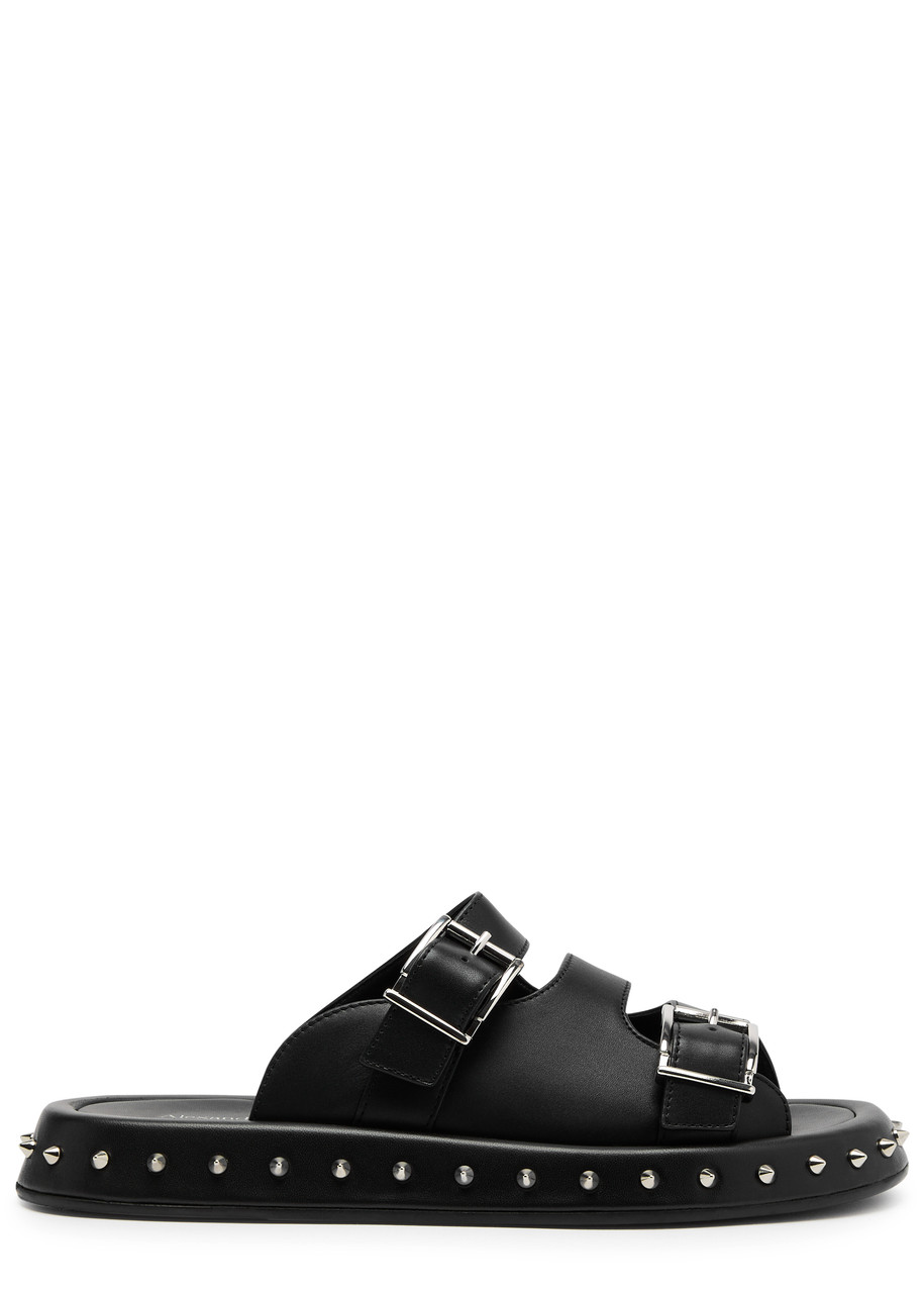 Alexander Mcqueen Studded Leather Sandals - Black And Silver - 40 (IT40 / UK7)