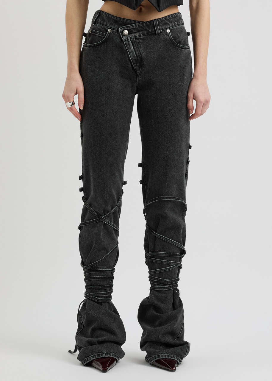 Alexander Mcqueen Tie-through Straight-leg Jeans In Denim