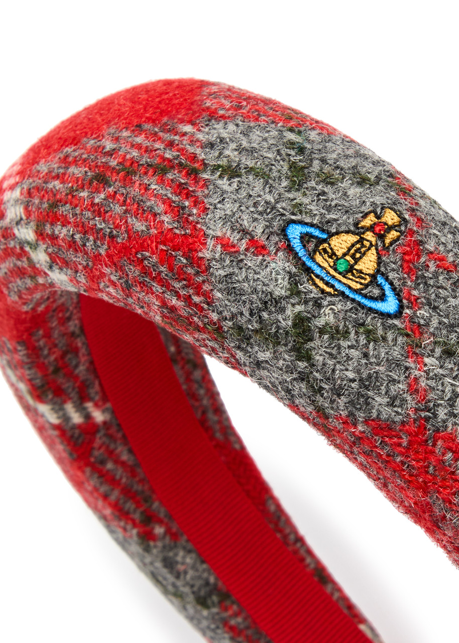 Vivienne Westwood Mens Tartan Wool Headband Aw24-red In Red