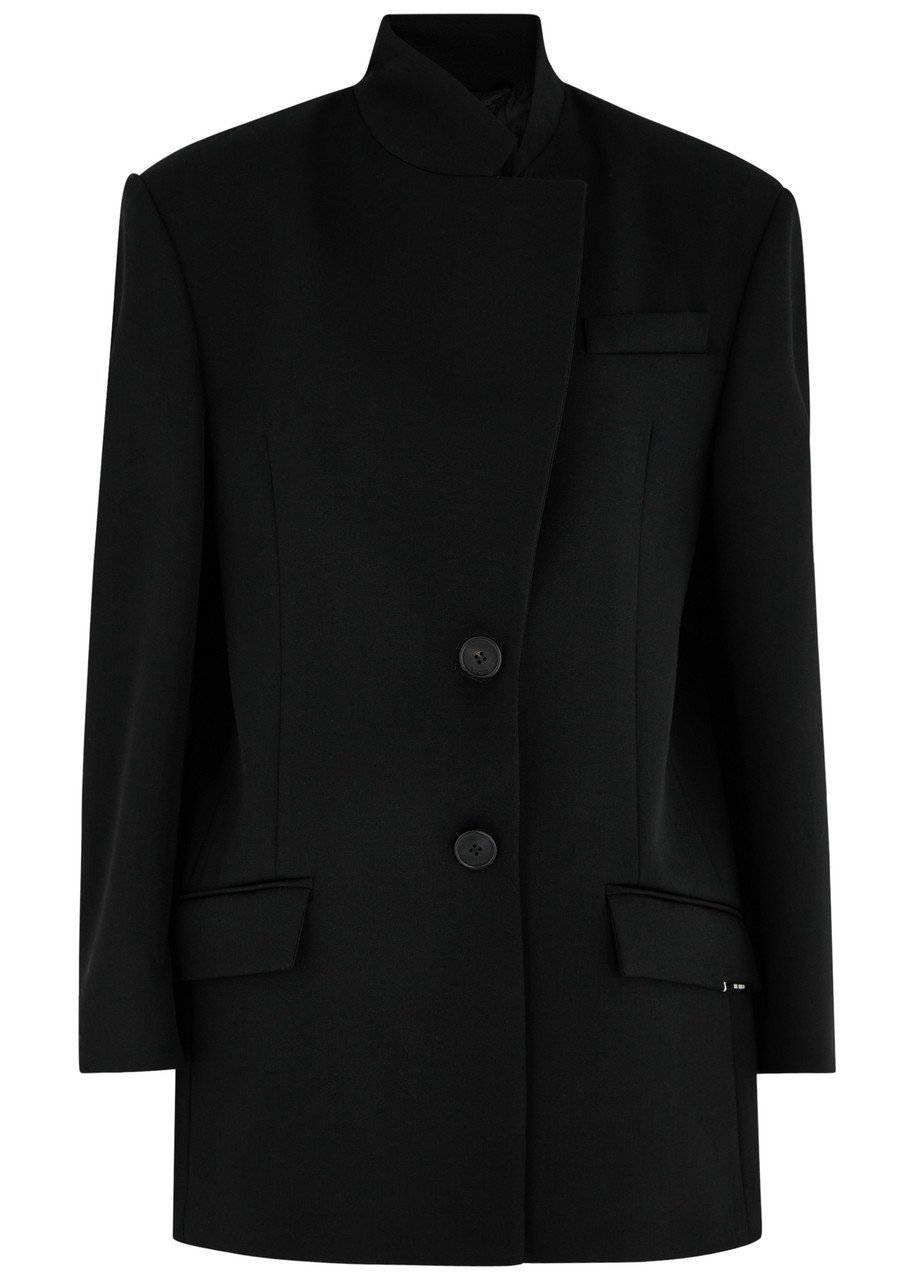 Attico Gabardine Single Breasted Blazer In Black