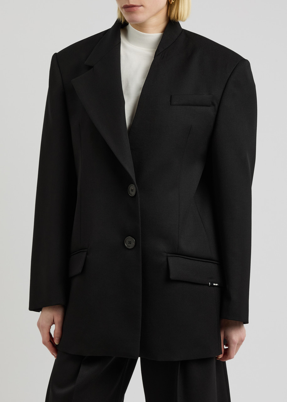 Attico Gabardine Single Breasted Blazer In Black