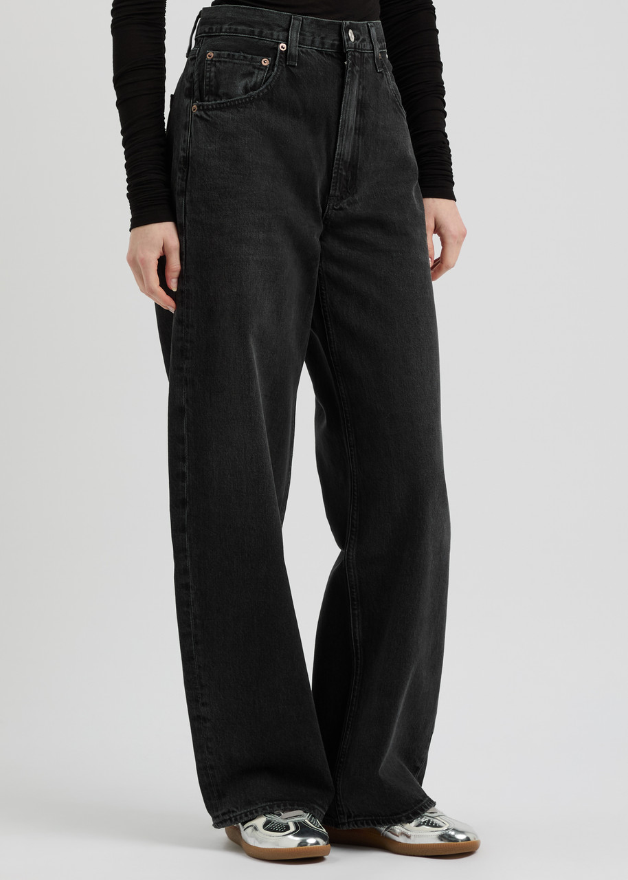 Agolde Low Curve Barrel-leg Jeans In Black