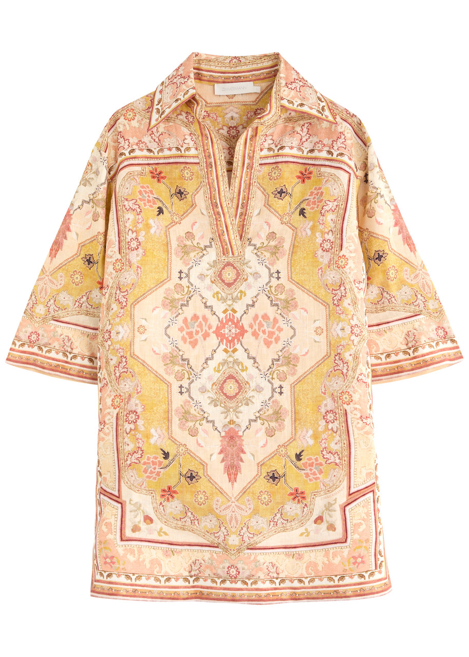 Zimmermann Wylie Printed Linen Tunic In Multi Floral
