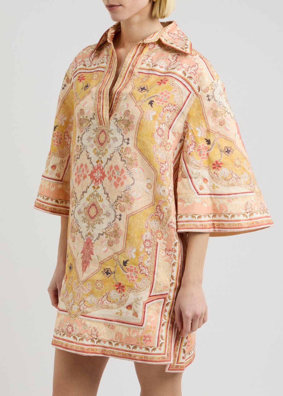 Zimmermann Wylie Printed Linen Tunic In Multi Floral