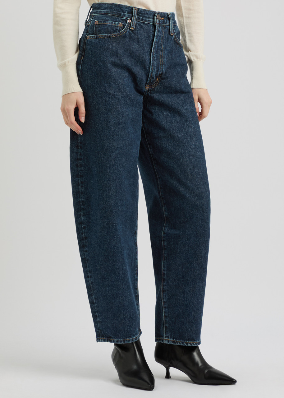 Agolde Balloon Barrel-cut Jeans In Dark Blue