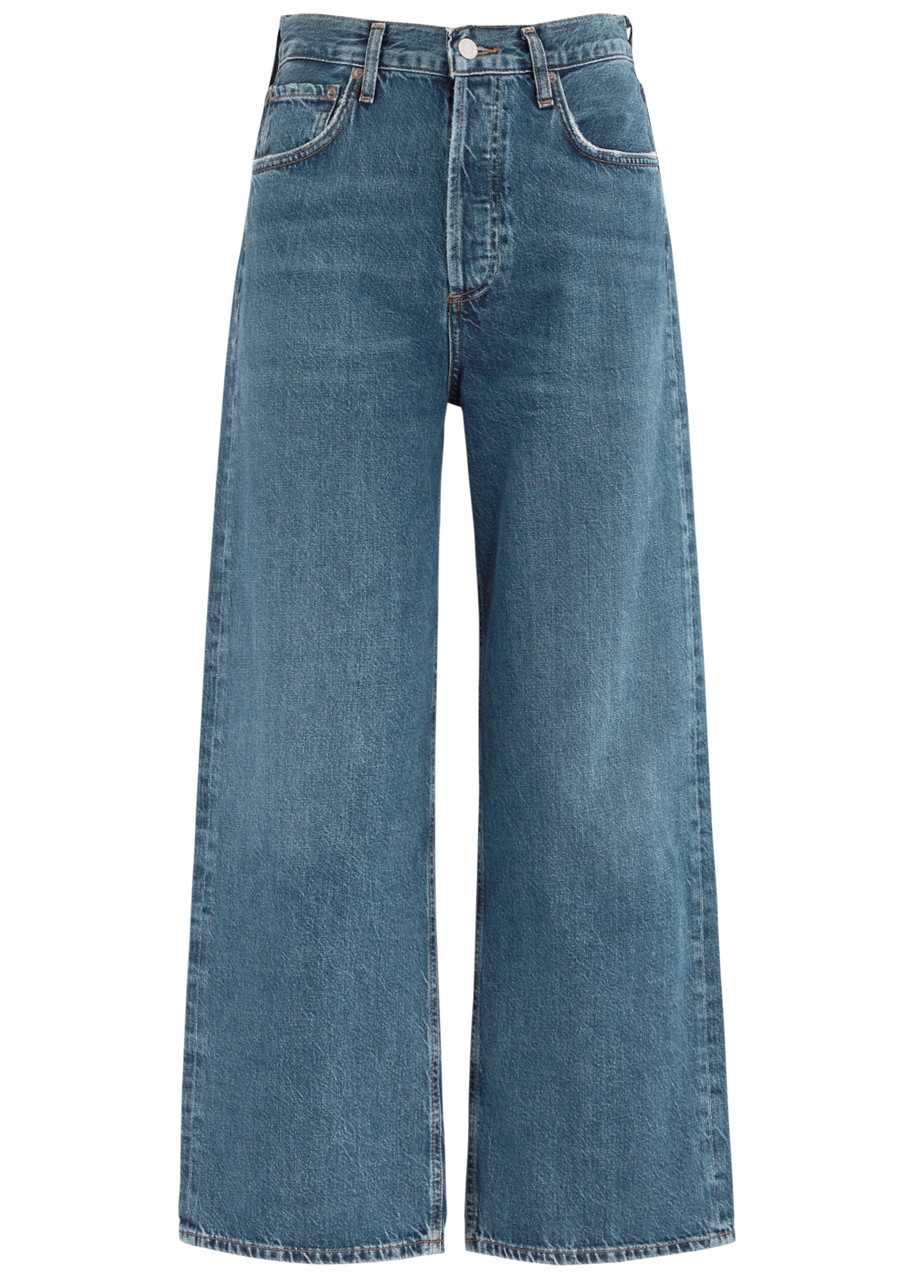 Agolde Low Curve High-rise Wide-leg Jeans In Dark Blue