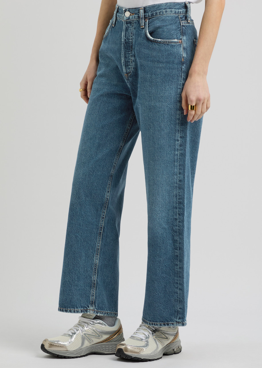 Agolde Low Curve High-rise Wide-leg Jeans In Dark Blue