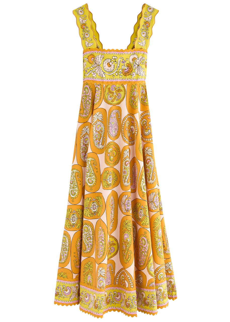 Alemais Diana Printed Cotton Midi Dress In Multicoloured