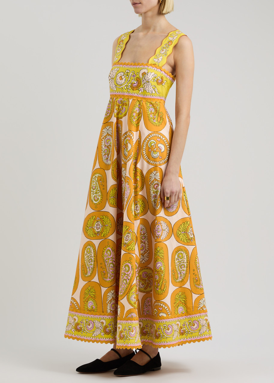 Alemais Diana Printed Cotton Midi Dress In Multicoloured