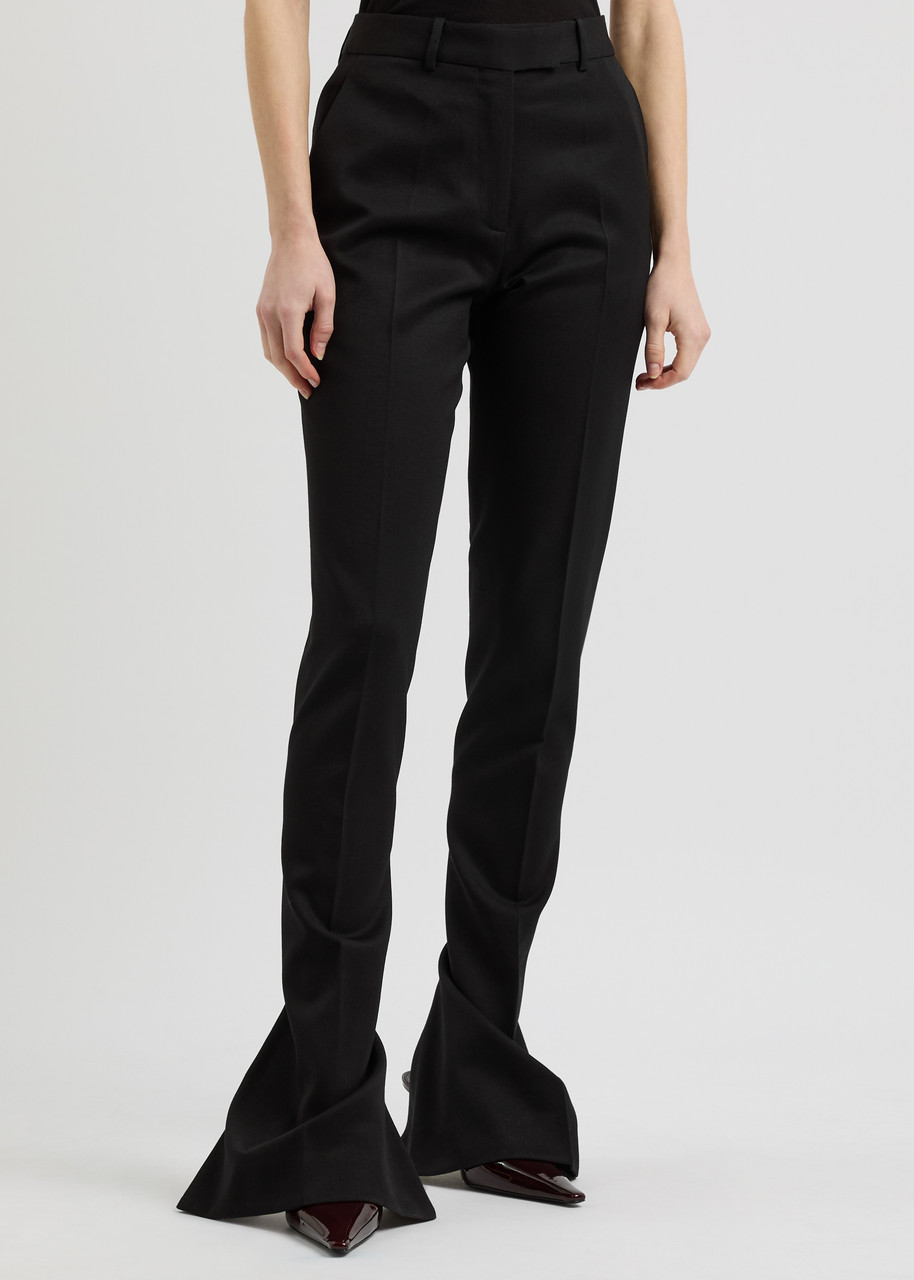 Attico The Flared-leg Wool Trousers In Black