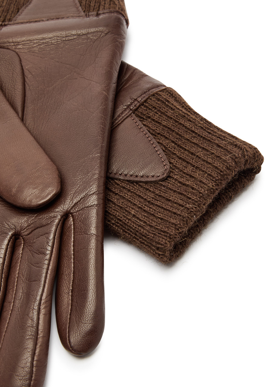 Agnelle Judith Leather Gloves In Brown