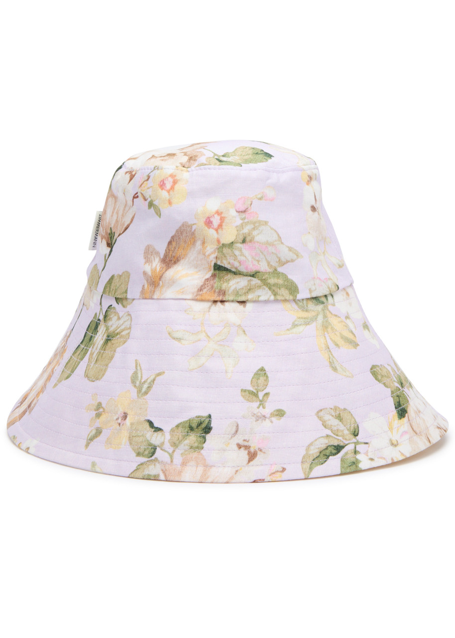 Zimmermann Printed Wide-brim Linen Bucket Hat - Multi Floral - One Size 